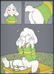 anthro blush bottomless clothed clothing embarrassed flaccid foreskin genitals male penis presenting solo young young_anthro nelson88 undertale undertale_(series) asriel_dreemurr boss_monster_(undertale) bovid caprine mammal