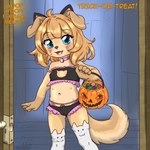 anthro bucket cat_lingerie clothing collar container detailed_background dialogue doorway female holidays legwear lingerie loli looking_at_viewer multi_nipple nipple_slip nipples solo standing stockings talking_to_viewer text trick-or-treating young young_anthro young_female makoruu halloween bailey_(kittyprint) bird_dog canid canine canis domestic_dog golden_retriever hunting_dog mammal retriever 1:1 english_text hi_res