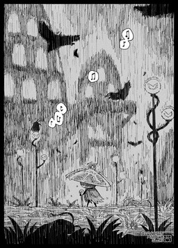 ambiguous_gender anthro biped black_text clothed clothing feral gestation group hat headgear headwear holding_object outside solo_focus street_lamp text walking wings sachichy hollow_knight:_silksong hollow_knight_(franchise) team_cherry sherma_(hollow_knight:_silksong) arthropod 2026 artist_name english_text monochrome