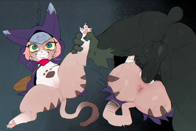 anthro anthro_on_anthro anthro_penetrated anthro_penetrating anthro_penetrating_anthro biped black_body black_fur black_tail brown_body brown_fur duo erection female female_penetrated fur genitals male male/female male_penetrating male_penetrating_female pawpads penetration penile penile_penetration penis sex short_tail smile tail teeth vaginal vaginal_penetration goonie-san capcom monster_hunter monster_hunter_stories_2:_wings_of_ruin tsukino_(monster_hunter_stories) felid felyne lynian mammal palico