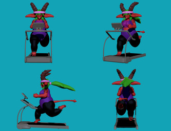 accessory exercise female green_hair hair headband horn overweight overweight_female overweight_humanoid red_body simple_background solo treadmill workout sk8th demon humanoid 3d_(artwork) absurd_res digital_media_(artwork) hi_res zbrush_(artwork)