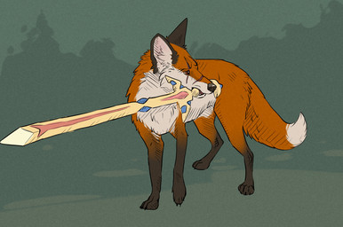 blade feral holding_in_mouth male melee_weapon mouth_hold scar sword weapon wounded mankokat nintendo pokemon canid canine fox generation_8_pokemon legendary_pokemon mammal pokemon_(species) zacian