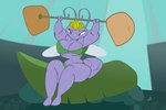 antennae_(anatomy) anthro biceps big_breasts biped breasts exercise eyelashes female insect_wings leaf lidded_eyes muscular muscular_anthro muscular_female non-mammal_breasts purple_body sitting small_waist solo thick_thighs weightlifting wings workout commoddity a_bug's_life disney pixar princess_atta ant arthropod hymenopteran insect 2d_animation 3:2 animated digital_media_(artwork) loop motion_tweening short_playtime