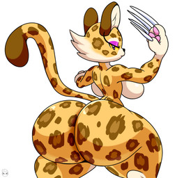 anthro big_butt breasts bubble_butt butt chest_tuft claws countershading curvy_figure eyeshadow female fur looking_at_viewer makeup nude simple_background smile solo spots thick_thighs tuft wide_hips kirbot12 kirby_(series) kirby_and_the_forgotten_land nintendo clawroline felid leopard mammal pantherine 2022 digital_media_(artwork) hi_res
