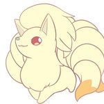 8_tails ambiguous_gender blush chest_tuft chibi feral multi_tail red_eyes simple_background sitting smile solo tail tuft white_background kompeito nintendo pokemon generation_1_pokemon ninetales pokemon_(species) 1:1 hi_res