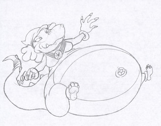 anthro belly belly_gem big_belly breasts claws clothing female gem hair huge_belly hyper hyper_belly hyper_pregnancy jewelry necklace non-mammal_breasts overweight overweight_anthro overweight_female pregnant scales solo ventral_scales virus-20 sly_cooper_(series) sony_corporation sony_interactive_entertainment sucker_punch_productions mz._ruby alligator alligatorid crocodilian reptile scalie 2016 sketch traditional_media_(artwork)
