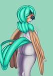 anthro big_butt butt female looking_at_viewer looking_back raised_tail rear_view smile solo tail thick_thighs poisonsneksoffie nintendo pokemon sae_(poisonsneksoffie) avian bird decidueye generation_7_pokemon owl pokemon_(species) absurd_res hi_res