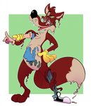 anthro clothing eyewear glasses gloves goo_transformation handwear male mid_transformation simple_background solo toony transformation yellow_eyes royal_poodle canid canine fox human mammal symbiote hi_res