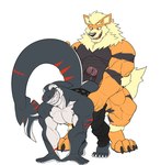 anthro arcanine ass_up bent_over bodily_fluids canid canine claws clothed clothing duo fish generation_1_pokemon genital_fluids genitals hi_res holding_leg holding_thigh humanoid_genitalia humanoid_penis leaking_precum looking_back looking_down male male/male mammal marine muscular nintendo open_mouth open_smile partially_clothed penis pokemon pokemon_(species) precum precum_on_penis raised_tail seyrmo shark smile standing tail underwear