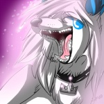 anthro blue_markings collar eyes_closed fangs female fur gaping_mouth hair long_hair markings mouth_shot open_mouth solo teeth uvula white_body white_fur white_hair ifus ifus_(character) canid canine canis domestic_dog mammal wolf 1:1 digital_media_(artwork) low_res