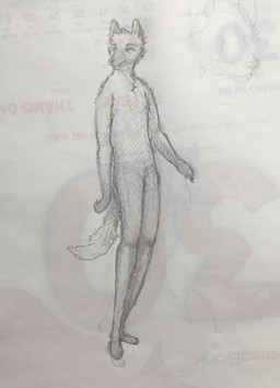 anthro ears_up eyebrows fur larger_male looking_aside male size_difference slim solo tail reynard_goodfellow canid canine canis mammal wolf hi_res monochrome sketch