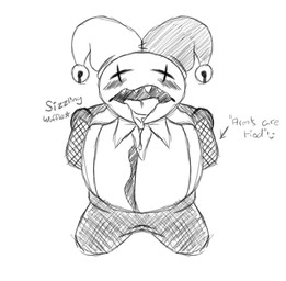 ambiguous_gender bdsm blush bodily_fluids bondage bound clothed clothing kneeling not_furry saliva solo sizzlingwaffle deltarune undertale_(series) jevil_(deltarune) darkner humanoid imp monochrome