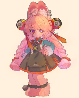 3_toes ahoge anklet anthro barefoot braided_pigtails clothed clothed_anthro clothed_female clothing ear_piercing ear_ring feet female flat_chested fully_clothed fully_clothed_anthro fully_clothed_female fur hair inner_ear_fluff jewelry overall_dress paws piercing pink_body pink_fur pink_hair red_eyes ring_piercing simple_background solo standing toes tuft white_background young mu9 mihoyo zenless_zone_zero zhao_(zenless_zone_zero) lagomorph leporid mammal rabbit thiren 2025 full-length_portrait hi_res portrait adult_(lore)