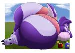 anthro big_breasts big_butt breasts butt clothed clothing female green_eyes hooves huge_breasts huge_butt looking_back obese obese_anthro obese_female overweight overweight_anthro overweight_female piercing purple_body purple_skin shirt solo thick_thighs topwear wide_hips draconder anna_(draconder) bovid bovine cattle cobra hybrid mammal reptile scalie snake 2016