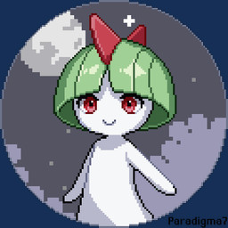 bob_cut bowl_cut colored_skin green_hair hair male red_eyes solo white_body white_skin young paradigma7_(artist) nintendo pokemon generation_3_pokemon humanoid pokemon_(species) ralts 1:1 animated digital_media_(artwork) loop low_res pixel_(artwork) pixel_animation
