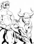 2014 abs all_fours anal anal_penetration anthro armor balls bent_over biceps big_muscles bovine chest_tuft claws cum cum_string doggystyle dripping duo erection eyes_closed fangs from_behind fur gay gripping helmet holding horn humanoid_penis interspecies kneeling leaking male mammal minotaur monochrome muscles nipples nude open_mouth pecs penetration penis pose precum presenting sabertooth sex sheath sketch teeth toned tongue trogan tuft uncut vein whiskers
Rating: Explicit
Score: 8
User: Numeroth
Date: January 04, 2014