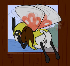 antennae_(anatomy) anus blush butt detailed_background female feral forest genitals insect_wings inside palm_tree plant rear_view sea solo stick_calves stick_legs stick_thighs thin_calves thin_legs thin_thighs tongue tongue_out tree vulva water wings telem nintendo pokemon arthropod generation_7_pokemon insect pokemon_(species) ribombee 2016 signature