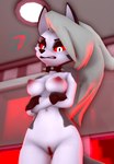 angry anthro breasts clenched_teeth collar embarrassed female fur genitals hair inside long_hair looking_at_viewer looking_down looking_down_at_viewer nipples nude pupils pussy red_eyes red_nipples red_sclera slit_pupils solo spiked_collar spikes standing teeth white_body white_fur odoody helluva_boss mythology loona_(helluva_boss) canid canid_demon canine demon hellhound mammal mythological_canine mythological_creature 2024 3d_(artwork) absurd_res digital_media_(artwork) hi_res source_filmmaker_(artwork) watermark