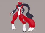 alternate_color ambiguous_gender anthro claws grey_background holding_object holding_weapon mostly_nude simple_background solo weapon yoh-sl ruby_(slayermike471) canid canine fox mammal 4:3