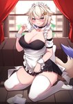 big_breasts blonde_hair breasts cleavage clothed clothing female hair kneeling legwear maid_uniform solo thigh_highs uniform 5danny1206 animal_humanoid canid canid_humanoid canine canine_humanoid humanoid mammal mammal_humanoid absurd_res hi_res