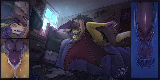 anthro anthro_on_anthro anthro_penetrated anthro_penetrating anthro_penetrating_anthro anus balls bat_nose bat_wings beanie bed big_ears blue_anus blue_eyes blue_insides blue_vulva brown_body brown_fur cervical_contact cervix clothing detailed_background duo erection female female_anthro female_penetrated freckled_face freckles from_front_position fur furniture genitals glans hat headgear headwear humanoid_genitalia humanoid_penis inside internal internal_vaginal interspecies knot knotted_penis lying male male/female male_anthro male_penetrating male_penetrating_female membrane_(anatomy) membranous_wings missionary_position nose_to_nose notched_ear nude nude_anthro nude_female nude_male nuzzling on_back on_bed penetration penile penile_penetration penis penis_in_vagina sex sleeve_tattoo smile tomboy uterus vaginal vaginal_penetration vulva winged_arms wings yellow_body yellow_skin thatpotoo exa_(thatpotoo) aquatic bat fish mammal shark hi_res