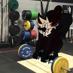 3_toes anthro barbell big_butt black_body brown_body brown_fur butt claws exercise fangs feet fur gym looking_at_viewer male photo_background public solo teeth text thick_thighs toes weightlifting weights wings workout spanklet spanklet_chocoa bat mammal megabat 1:1 english_text hi_res photography_(artwork)