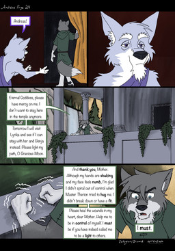 3_toes 4_fingers age_difference anthro black_nose blue_body blue_eyes blue_fur clothed clothed_anthro clothed_male clothing dialogue duo feet fingers fur grey_body grey_fur hindpaw humanoid_hands male multicolored_body multicolored_fur paws praying shaking shirt speech_bubble tail teeth temple text toes topwear tremble_spikes trembling tunic two_tone_body two_tone_fur white_body white_fur spiritofash andreas_(spiritofash) therion_(spiritofash) canid canine canis mammal wolf comic english_text hi_res
