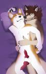 2011 animal_genitalia balls bed brown_fur canine canine_penis corgi dog eyes_closed from_behind fur gay knot lying male mammal nipples nude on_side penis penis_through_legs pillow sex spooning theslateguardian wolf
Rating: Explicit
Score: 3
User: tony311
Date: February 26, 2014