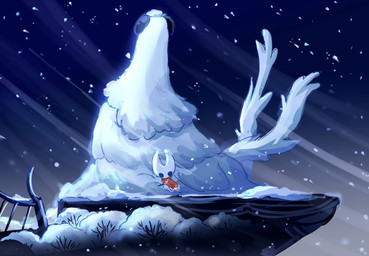 2_horns ambiguous_gender anthro black_eyes cloak clothing duo empty_eyes feral horn outside red_cloak red_clothing snow wind wings kuijinxi hollow_knight:_silksong hollow_knight_(franchise) team_cherry fayforn_(hollow_knight:_silksong) hornet_(hollow_knight) arthropod insect lepidopteran moth 2025 absurd_res hi_res female_(lore)