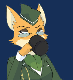 anthro clothing coffee_mug container cup drinking eyewear female fur glasses military_clothing military_hat military_jacket military_uniform mug orange_body orange_fur solo uniform toonarscontent sek_studio squirrel_and_hedgehog lt._fox_vixen canid canine fox mammal absurd_res alpha_channel hi_res