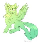 absurd_res equid equine female feral gradient hasbro helemaranth hi_res hooves looking_aside mammal my_little_pony mythological_creature mythological_equine mythology pegasus simple_background smile solo spread_wings underhoof white_background wings