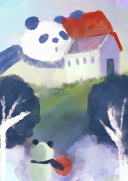 biped chibi duo fur macro multicolored_body multicolored_fur outside two_tone_body two_tone_fur white_body white_fur araru bear giant_panda mammal 2020 hi_res