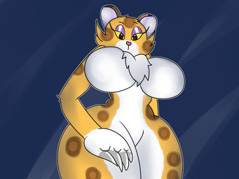 anthro big_breasts breasts countershading featureless_breasts female female_anthro glistening_eyelids low-angle_view solo under_boob wide_hips helixdrawsstuff kirby_(series) kirby_and_the_forgotten_land nintendo clawroline felid leopard mammal pantherine 4:3 digital_drawing_(artwork) digital_media_(artwork)