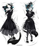 anthro big_tail breasts clothing dakimakura ear_piercing eye_scar facial_scar female looking_pleasured piercing scar solo tail cartoonistdalmatian leyla_katzend canid canine canis mammal wolf 5:6 absurd_res dakimakura_design hi_res