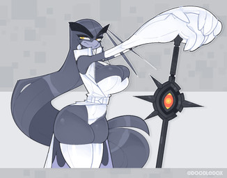 anthro armwear beak big_breasts black_body black_feathers black_hair breast_squish breasts cleavage clothed clothing ear_piercing elbow_gloves eyebrows eyelashes feather_hands feathers female gloves hair hands_together handwear legwear leotard long_hair longcoat melee_weapon non-mammal_breasts piercing solo squish sword tail tail_feathers thick_eyebrows thick_thighs thigh_highs topwear weapon white_clothing white_gloves white_handwear white_legwear white_leotard white_thigh_highs white_topwear wide_hips yellow_eyes doodledox ryz_harlok avian bird corvid corvus_(genus) crow oscine passerine 2023