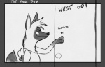 anthro clothed clothing door female fur knocking solo sound_effects text rockbottomfeeder disney pack_street zootopia anneke_(weaver) aardwolf hyena mammal comic monochrome