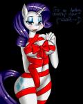 alpha_channel anthro anthrofied blue_eyes blue_eyeshadow blush breasts christmas cleavage clothed clothing dialogue english_text equid equine eyeshadow female friendship_is_magic fur hair half-closed_eyes hand_behind_back hasbro heart_symbol hi_res holidays horn looking_at_viewer makeup mammal my_little_pony mythological_creature mythological_equine mythology narrowed_eyes open_mouth purple_hair rarity_(mlp) ribbons simple_background solo sssonic2 text transparent_background twistedscarlett60 unicorn white_body white_skin wrapped_up