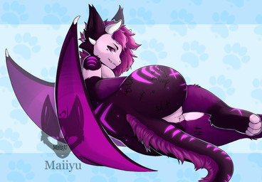 anthro bdsm body_writing butt degradation degradation_kink degradation_text degraded feet female free_use fur genitals hindpaw horn horned_wings looking_back lying on_side paws pink_body pink_fur purple_body purple_fur pussy_peek raised_paw rear_view side_view sidecut smile smirk solo spreading vulva maiiyumi mythology dragon mythological_creature mythological_scalie scalie cel_shading hi_res shaded