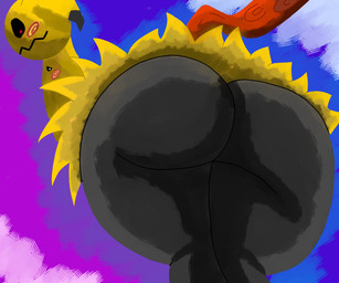 ambiguous_gender anthro bent_over big_butt blush butt butt_focus huge_butt looking_at_viewer presenting presenting_hindquarters solo thick_thighs hurricane_weaver nintendo pokemon generation_7_pokemon mimikyu pokemon_(species) 6:5 hi_res