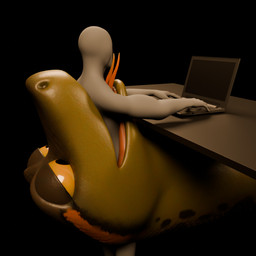 ambiguous_gender computer duo electronics featureless_face feral grey_body inside_mouth laptop partially_inside simple_background smile tongue tongue_out vore beastposessed snek3d_(modeller) humanoid reptile scalie snake 1:1