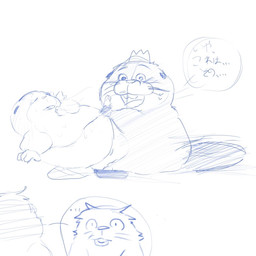 blush crown duo feral headgear king male royalty simple_background slightly_chubby white_background sushikorourcon disney hoppers_(disney) pixar king_george_(hoppers) loaf_(hoppers) beaver mammal rodent 1:1 2026 hi_res monochrome sketch