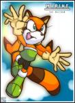 5_fingers anthro biped blue_eyes brown_body brown_fur brown_hair brown_tail female fingers fluffy fluffy_tail fur hair markings multicolored_hair open_mouth pigtails sky solo striped_markings striped_tail stripes tail tail_markings two_tone_hair two_tone_tail white_body white_fur auntymoira sega sonic_the_hedgehog_(series) marine_the_raccoon mammal procyonid raccoon 2008 hi_res