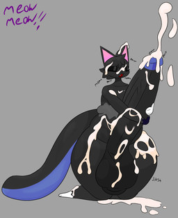 anthro balls big_balls big_penis bodily_fluids cum erection excessive_cum excessive_genital_fluids genital_fluids genitals huge_balls huge_penis humanoid_genitalia humanoid_penis hyper hyper_balls hyper_genitalia hyper_penis male nude penis simple_background solo tail text thick_thighs wide_hips chronicmeowmeow maxy_(chronicmeowmeow) mammal digital_media_(artwork) hi_res