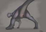 animal_genitalia butt cloaca digitigrade female feral genitals grey_background looking_at_viewer looking_back presenting presenting_cloaca presenting_hindquarters raised_tail rear_view simple_background solo tail vertical_cloaca yellow_eyes tuke dinosaur_(disney) disney neera dinosaur iguanodon iguanodontid ornithischian prehistoric_species reptile scalie 2013 digital_media_(artwork) hi_res