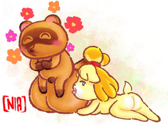 anthro ball_lick balls big_balls duo female genitals huge_balls hyper hyper_balls hyper_genitalia licking logo male male/female oral penis sex small_penis style_emulation tongue non_applicable animal_crossing nintendo isabelle_(animal_crossing) tom_nook_(animal_crossing) canid canine mammal raccoon_dog tanuki 4:3 artist_logo digital_drawing_(artwork) digital_media_(artwork)