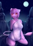 anthro biped clothing female fur hair looking_at_viewer pink_body pink_fur red_eyes smile solo tail lekisceon nintendo pokemon marbreon generation_1_pokemon legendary_pokemon mew_(pokemon) pokemon_(species) absurd_res hi_res