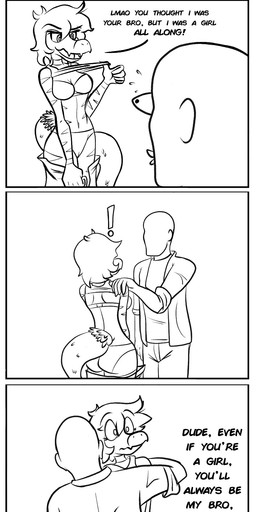 anthro bald bodily_fluids butt clothed clothing crossgender crying dialogue duo feathered_tail feathers female flashing hair humor long_snout male mtf_crossgender open_mouth simple_background snout tail tears text underwear undressing white_background seven_(artist) cavemanon_studios goodbye_volcano_high ko_op_(game_developer) snoot_game anon_(snoot_game) reed_(gvh) reeda dinosaur dromaeosaurid human mammal prehistoric_species reptile saurischian scalie theropod velociraptor absurd_res comic english_text hi_res monochrome sketch