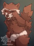 anthro brown_body brown_fur clothing fluffy fluffy_tail fur hand_on_face male mostly_nude one_eye_closed open_mouth short_stack solo standing tail tired underwear yawn justwatchingthings guardians_of_the_galaxy marvel rocket_raccoon mammal procyonid raccoon 3:4 half-length_portrait hi_res portrait