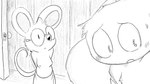 16:9 animal_crossing anthro biped blush bodily_fluids breasts clothed clothing dragonweirdo duo eyewear female frown fur glasses hi_res male mammal marshal_(animal_crossing) monochrome mouse murid murine nintendo nipples petri_(animal_crossing) rodent sciurid sweat tail topless tree_squirrel widescreen