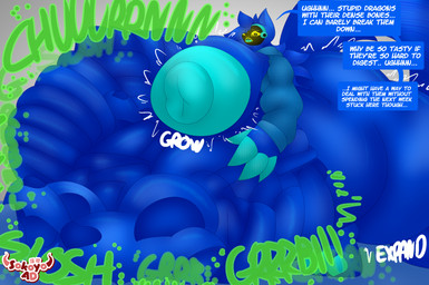 3_toes 4_fingers abdominal_bulge anthro areola belly big_areola big_belly big_breasts big_butt big_feet big_nipples blue_body blue_fur blue_hair bone bone_imprints bones_in_stomach breast_expansion breasts butt butt_expansion claws clothed clothing cybernetics death digestion digestion_noises expansion extreme_size_difference fatal_vore feet fingers fur gynomorph hair hand_on_belly huge_areola huge_belly huge_breasts huge_butt huge_thighs hyper hyper_belly hyper_breasts hyper_butt intersex long_tail machine mass_vore multiple_prey nipples onomatopoeia partially_clothed protogen_visor rumbling_stomach simple_background size_difference skull skull_imprint solo sound_effects speech_bubble tail text thick_thighs toes torn_clothing vore weight_gain wide_hips yellow_eyes sokoyo_owo starry_(sokoyo_owo) canid canine cyborg mammal protogen hi_res